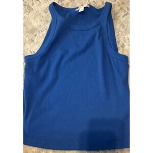 Chelsea & Violet Womens Blue Ribbed Tank Top Sleeveless Casual Basic